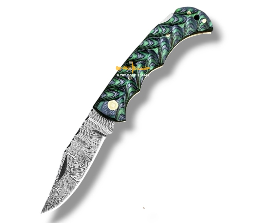 Damascus steel Lock Back Folding Knife 