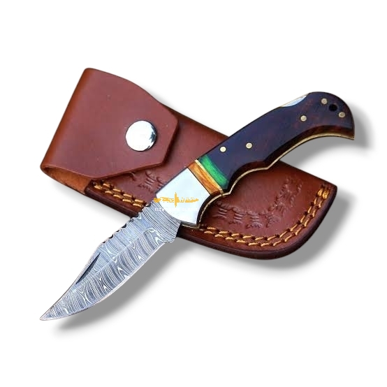 Damascus steel Lock Back Folding Knife 