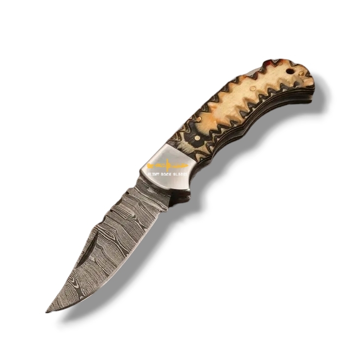 Damascus steel Lock Back Folding Knife 