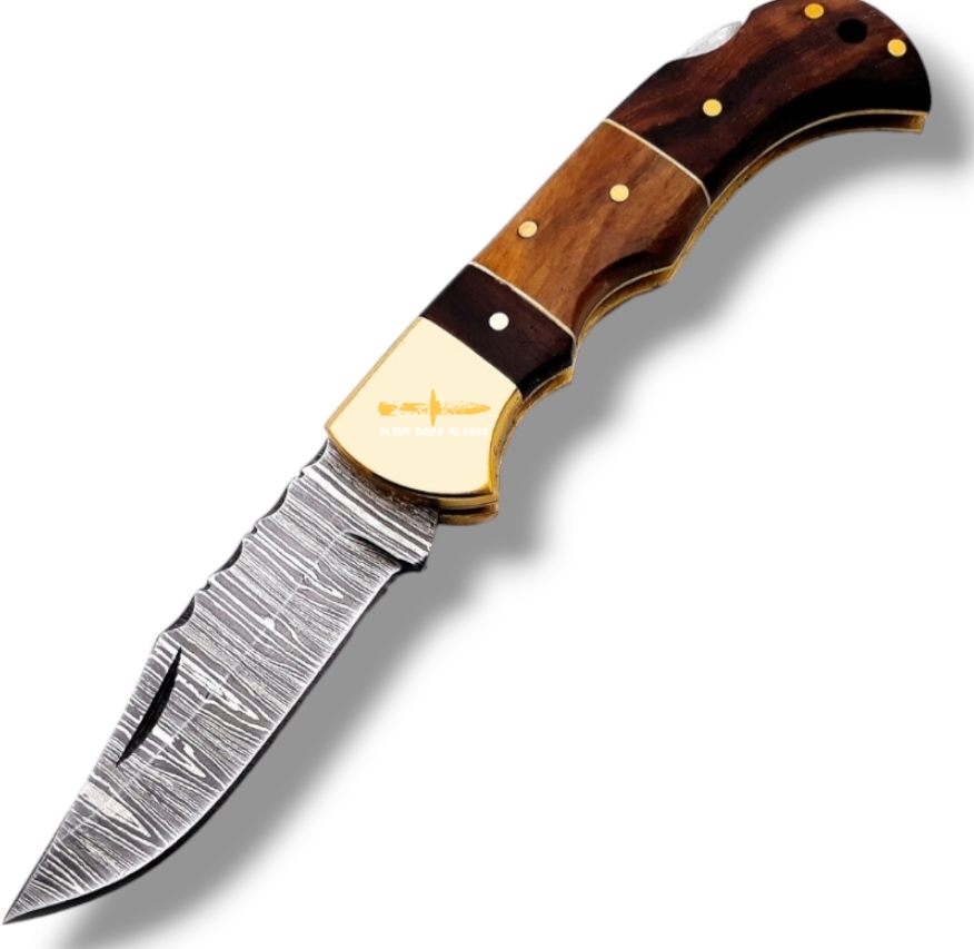 Damascus steel Lock Back Folding Knife 