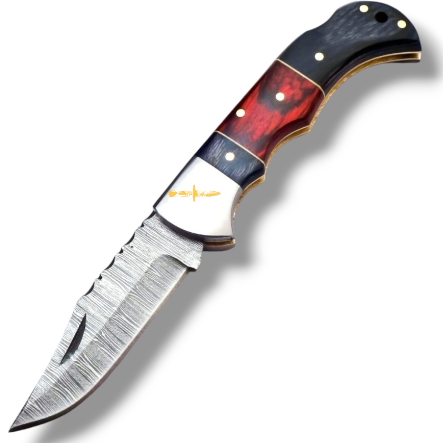 Damascus steel Lock Back Folding Knife 