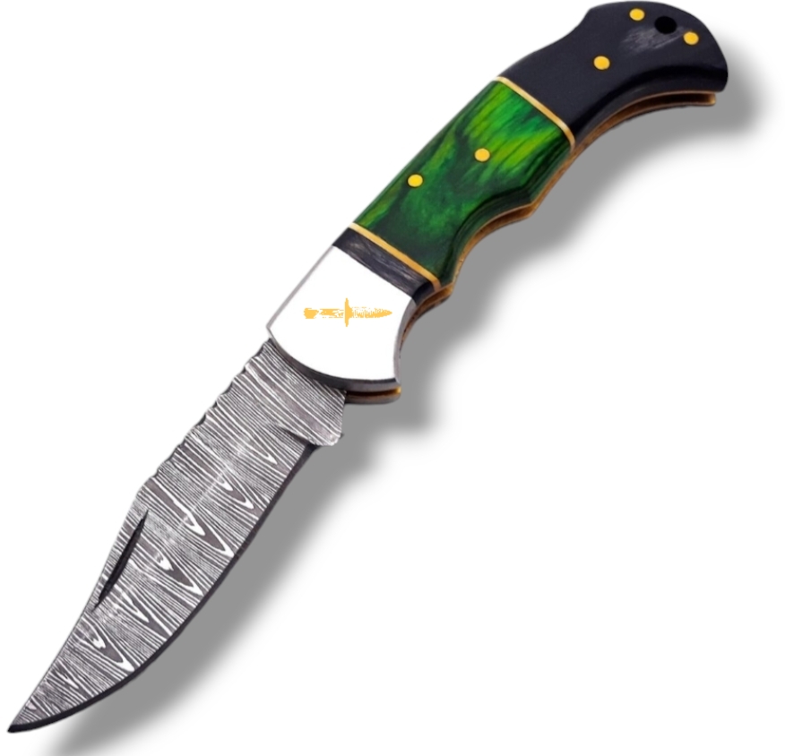 Damascus steel Lock Back Folding Knife 