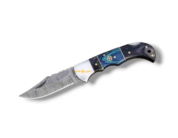 Damascus steel Lock Back Folding Knife 