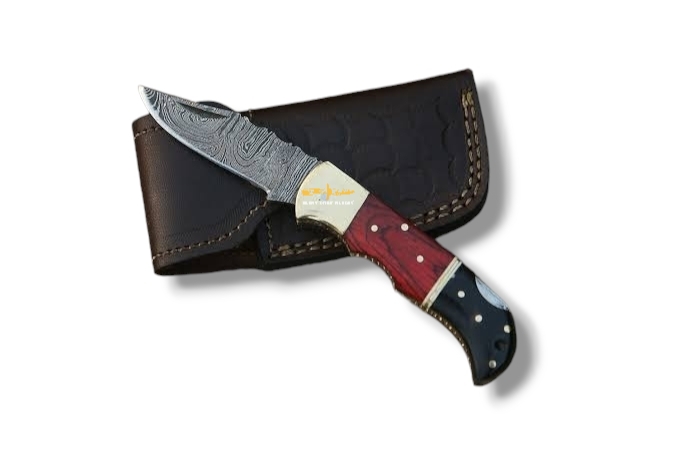 Damascus steel Lock Back Folding Knife 