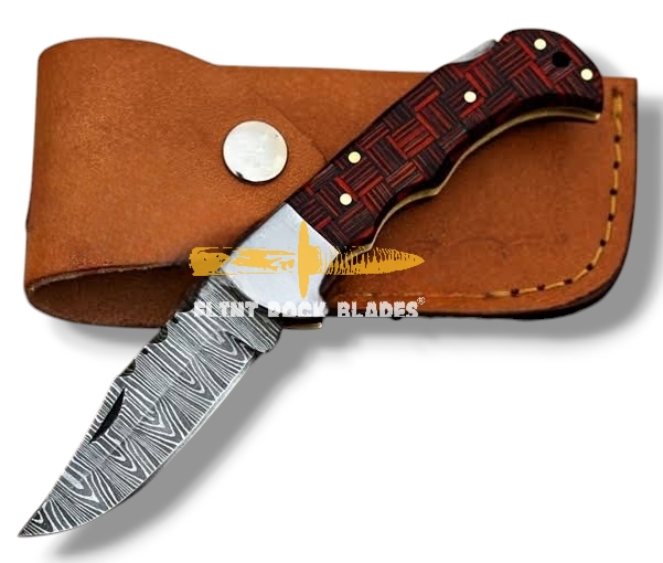 Damascus steel Lock Back Folding Knife 
