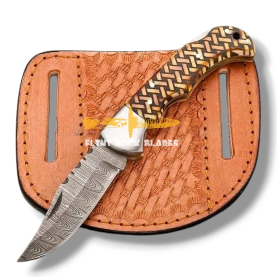 Damascus steel Lock Back Folding Knife 