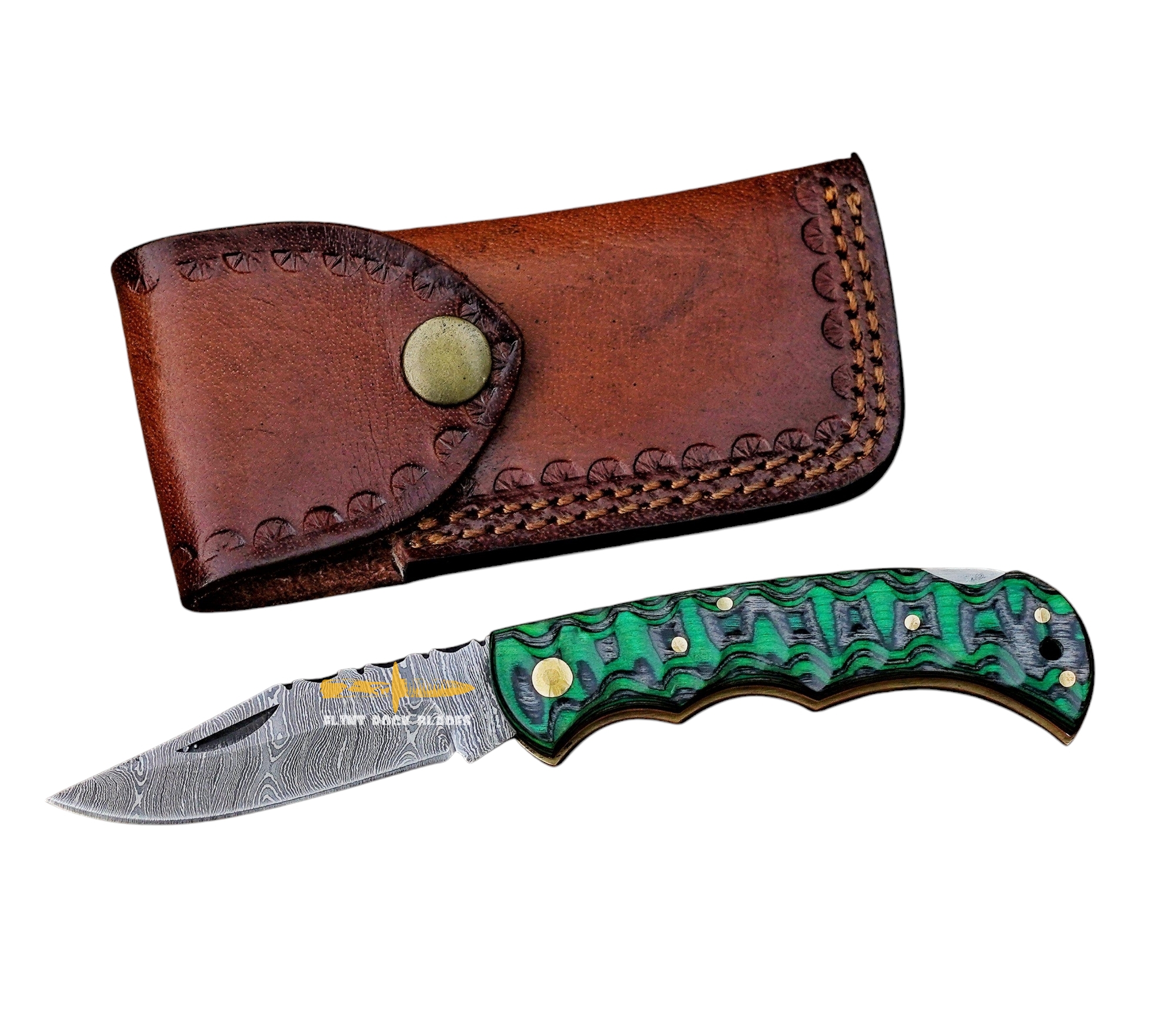 Damascus steel Lock Back Folding Knife 