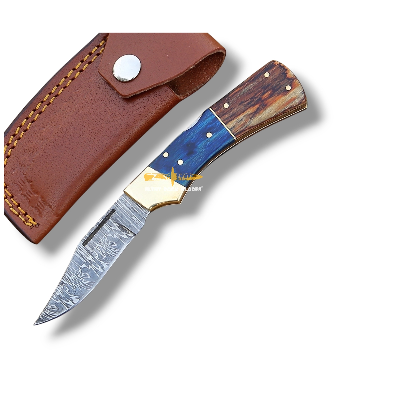 Damascus steel Lock Back Folding Knife 