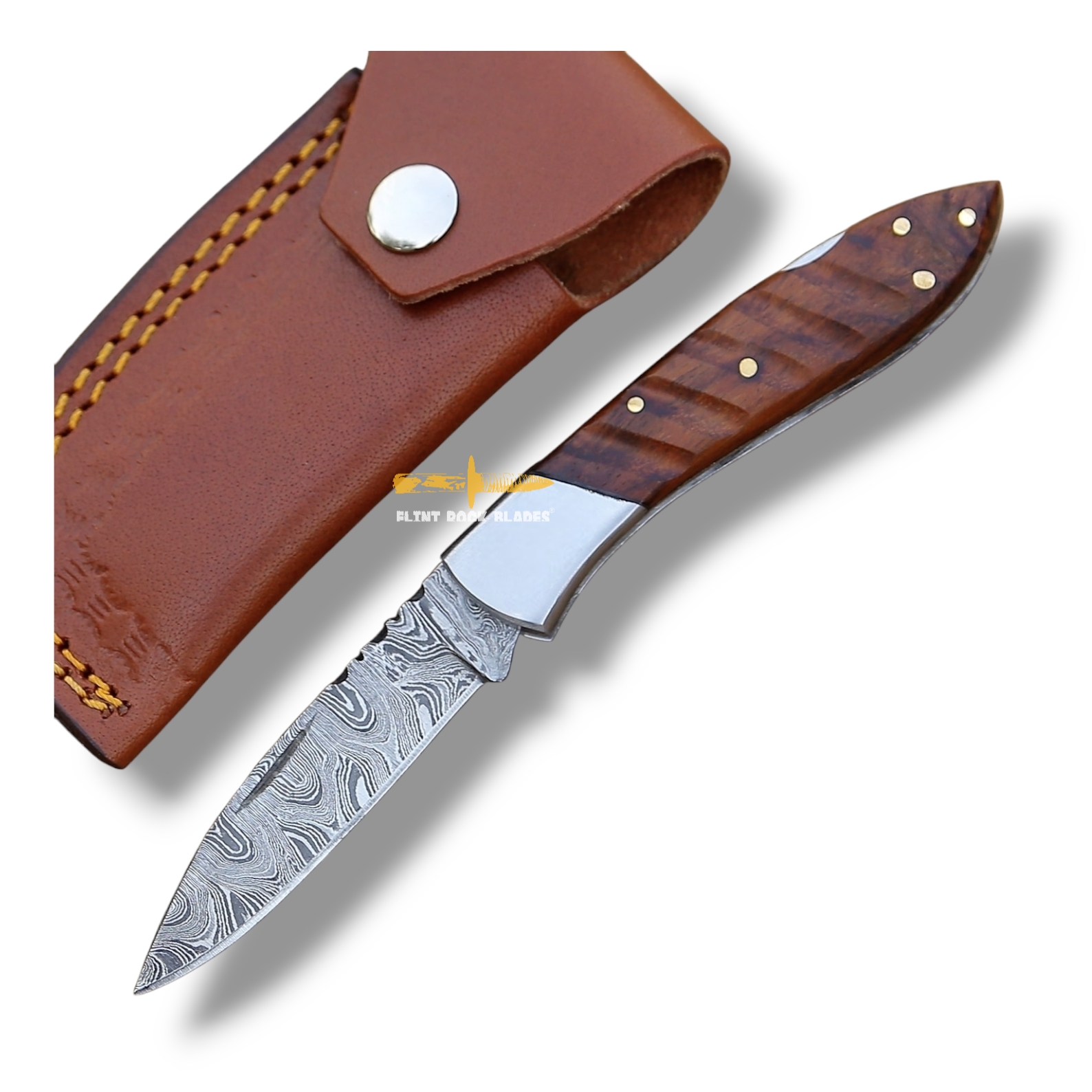 Damascus steel Lock Back Folding Knife 