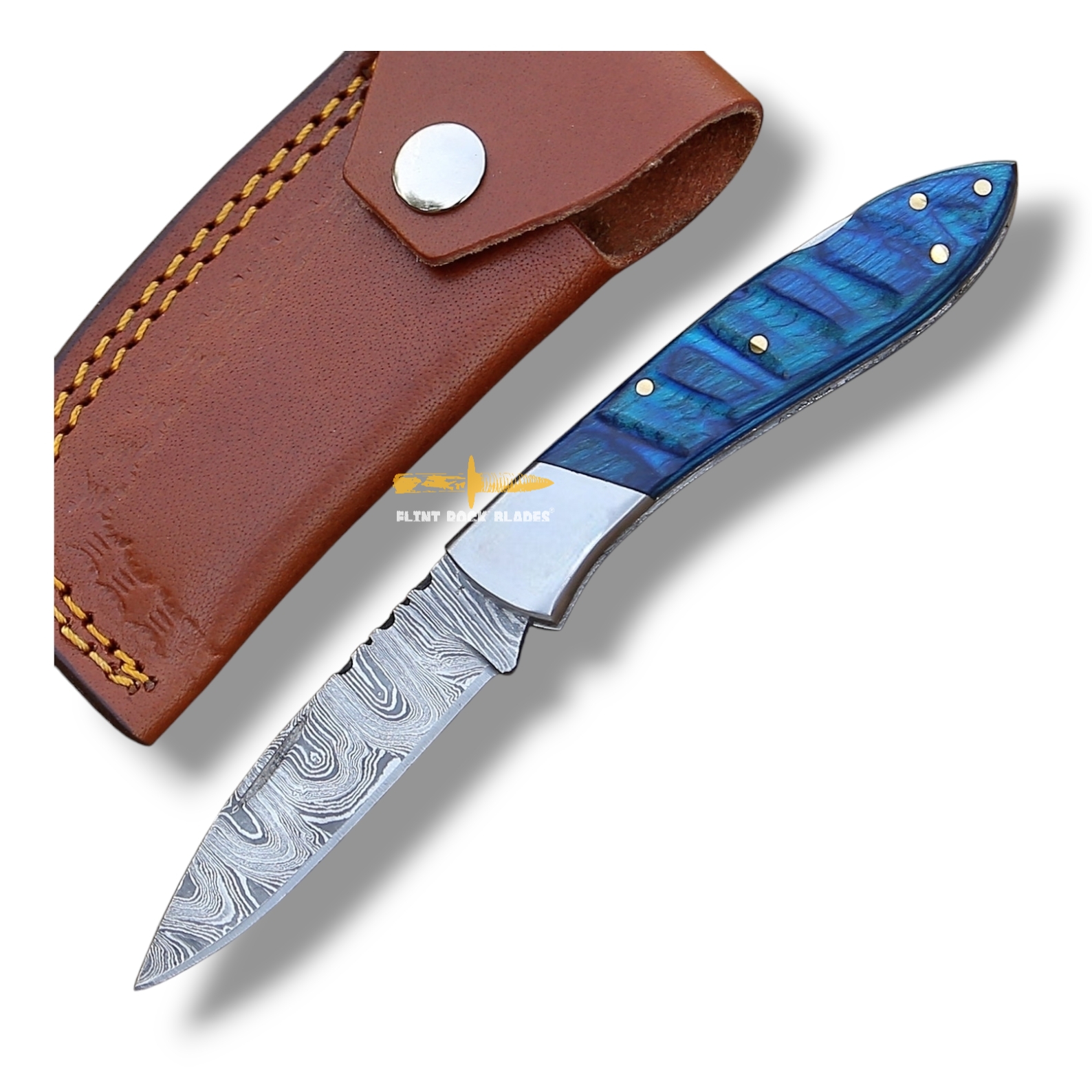 Damascus steel Lock Back Folding Knife 