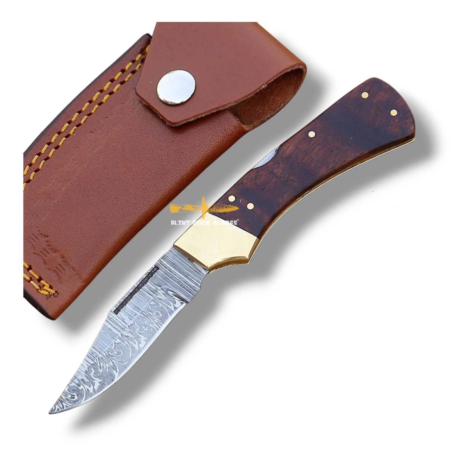 Damascus steel Lock Back Folding Knife 
