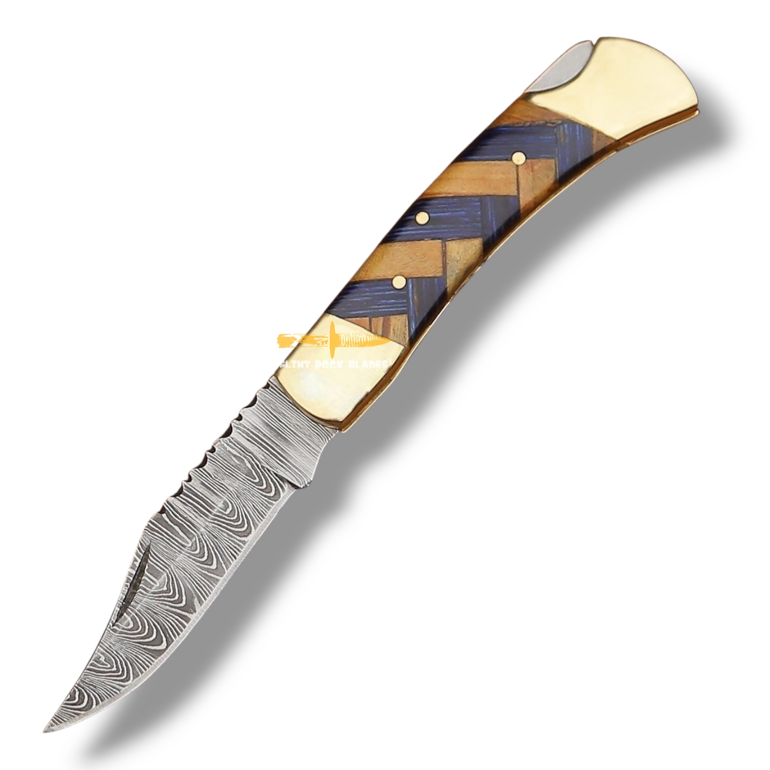 Damascus steel Lock Back Folding Knife 