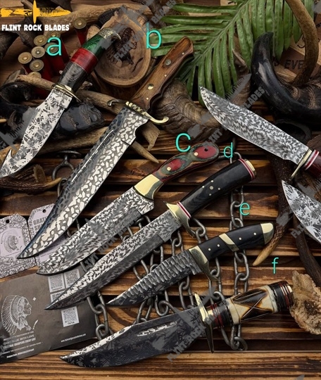 Etched Stainless steel Bowies 