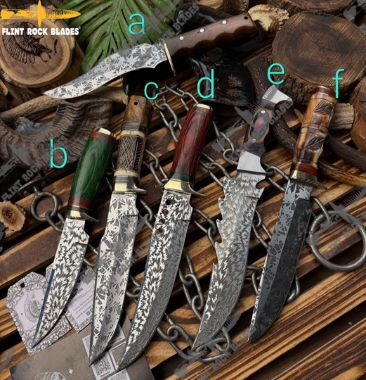 Etched Stainless steel Bowies 