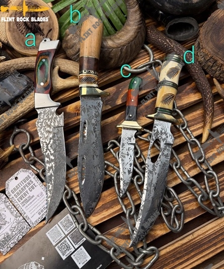 Etched Stainless steel Bowies 