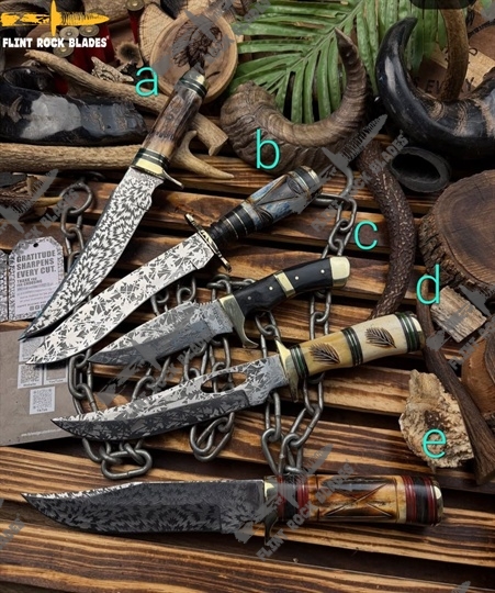 Etched Stainless steel Bowies 