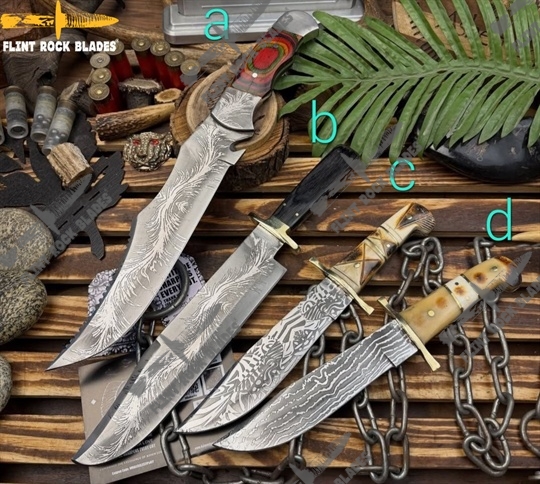 Etched Stainless steel Bowies 