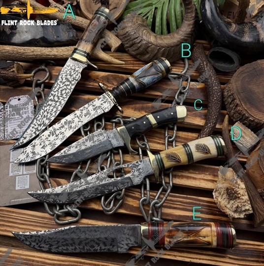 Etched Stainless steel knives 